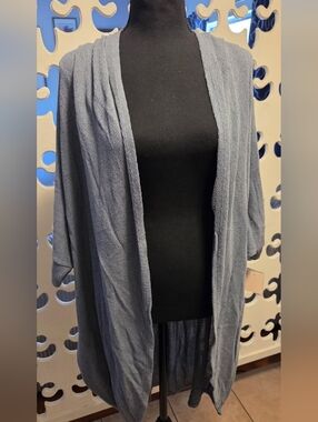 Grey Open-Front Women's Cardigan Sweater